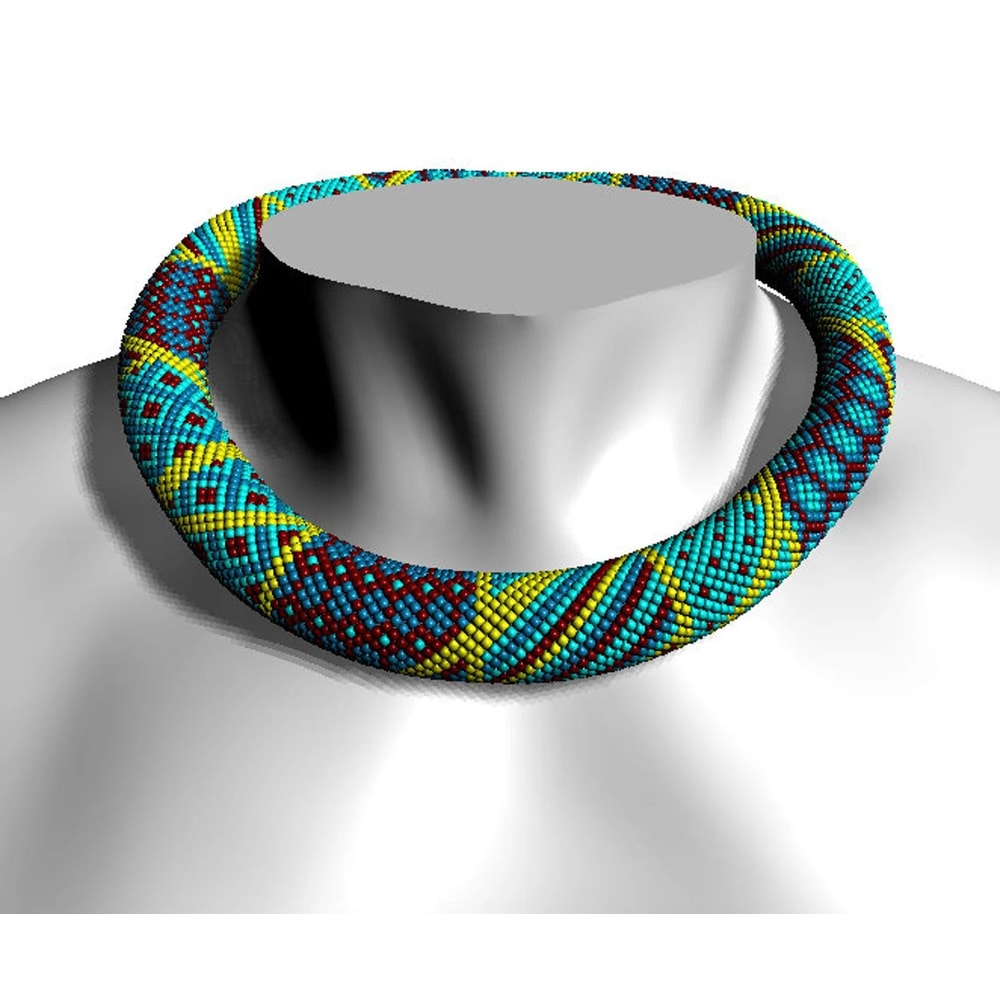 Jewelry Making Digital Pattern For Adults Seed Bead Crochet Rope Necklace DIY Mint Blue Patchwork N 6