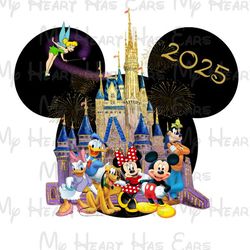 disney world 2025 mickey and gang w cinderella castle and tinkerbell 2 image png digital file sublimation print t-shi