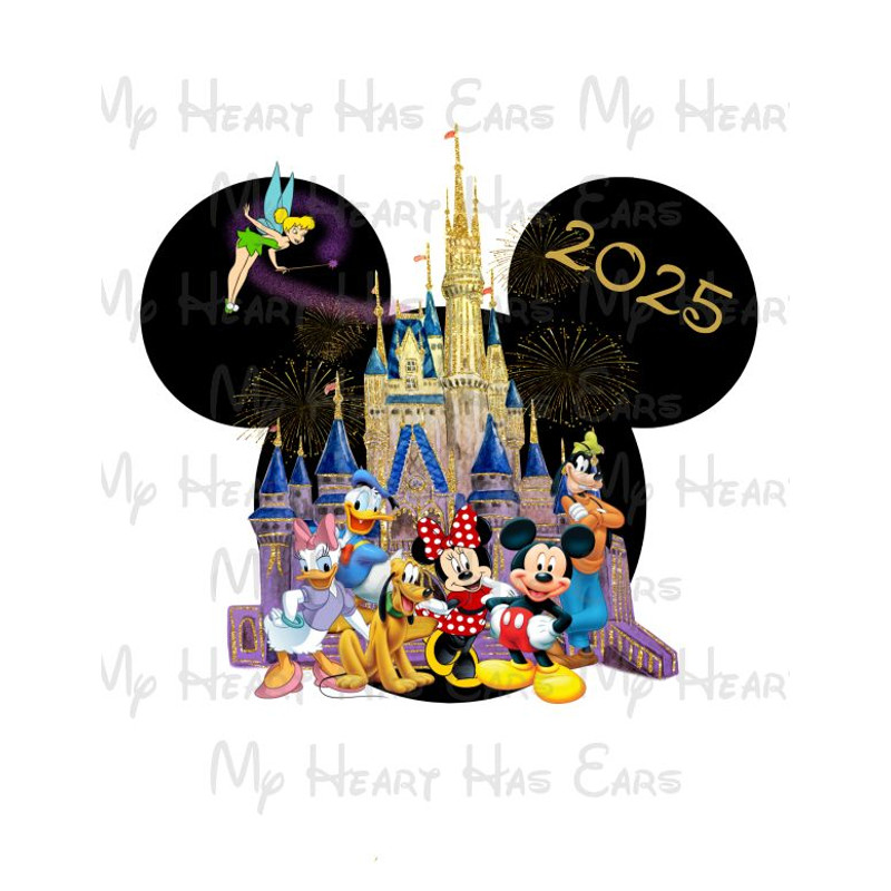 Disney World Mickey And Gang With Cinderella Castle And Tinkerbell 2 Image Png Digital File Sublima 0