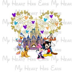 disney world cinderella castle gold glitter mickey mouse & gang vacation image png digital file sublimation print