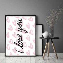 I love you Poster Printable Wall Art Heart Print Minimalist wall art Instant Download 16x20/8x10