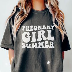 Pregnant Girl Summer Shirt, Comfort Colors Mom to Be Shirt, Baby Announcement, Pregnancy Reveal, Baby Shower Gift, Funny