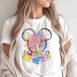 Disney Watercolor Castle Tee, Princess Magic Kingdom, Rainbow Doodle Castle Shirt, Princess Minnie Ears Castle Shirt, Pr