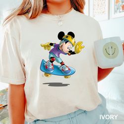 Mickey mouse, mickey mouse skateboard, mickey skateboard shirt, mickey ears, disney family shirt, disney kids shirt