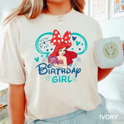 The little mermaid shirt, minnie ears, the little mermaid birthday girl, birthday shirt, Disney Shirts, Birthday girl sh