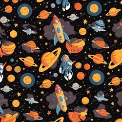 kids in space pattern tileable repeating pattern
