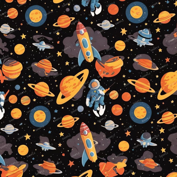 Kids in Space Pattern Tileable Repeating Pattern | Inspire Uplift