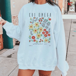 chi omega oversized shirt, chi omega oversized hoodie, chi omega flower sweatshirt, chi o sorority shirt