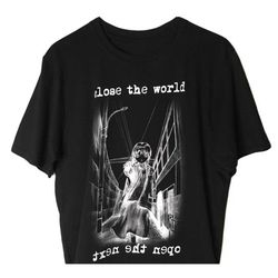 lain / close the world open the next / serial experiments lain black ver. t-shirt