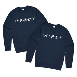 hubby wifey friends matching jumper set sweatshirt top wedding gift his and hers