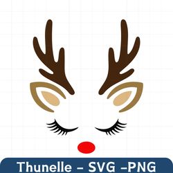 reindeer  instant digital download  svg, png, dxf, and eps files included!  christmas, reindeer face, antlers, girl