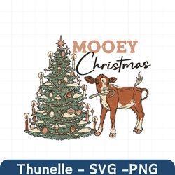 mooey christmas vintage western christmas tree cow svg