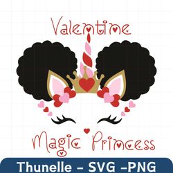 valentine magic princess svg, valentine svg, afro princess valentine, afro unicorn valentine, unicorn svg, unicorn love