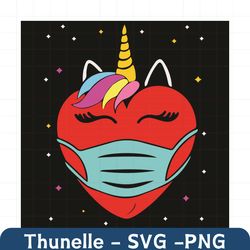 unicorn heart mask valentine day quarantine svg, valentine svg, unicorn svg, heart svg, quarantine valentine svg, among