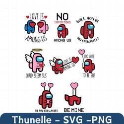 valentine among us svg bundle, valentine svg, valentine impostor, red impostor svg, among us svg, love among us svg, hea