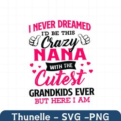 i never dreamed i would be this crazy nana svg, trending svg, crazy nana svg, cutest grandkids svg, grandkids svg, grand