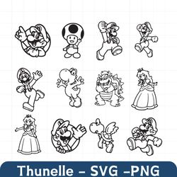 super mario characters nintendo svg, trending svg, super mario svg, mario svg, super mushroom svg, princess peach svg, m
