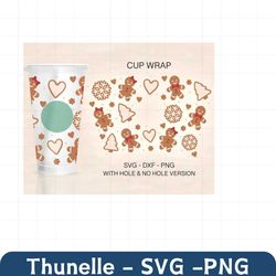 gingerbread cup wrap svg, christmas full wrap, gingerbread couple svg, venti cold cup 24oz, coffee wrap, file for cricut