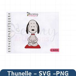 snoopy yoga pose embroidery design, 4x4 and 5x7 hoop, snoopy embroidery designs, snoopy yoga embroidery design