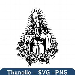 floral virgin mary svg | virgen de guadalupe svg | church svg | cricut cutting file stencil printable clip art vector di