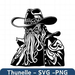 cthulhu svg,cthulhu sheriff cowboy hat svg,octopus svg,cthulhu eldritch horror clipart digital download svg eps png dxf
