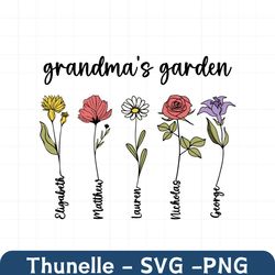 personalized grandma's garden svg, mother's day svg, birth month flowers clipart, diy birth month flower svg, watercolor
