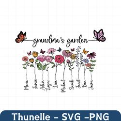 personalized grandma's garden png, grandma flowers clipart, mother's day png, personalized gift for grandmother png, cus