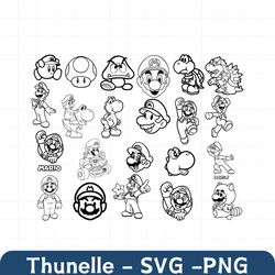 super mario svg, super mario, mario svg, super mario outline svg bundle, super mario bros cut files, super mario font