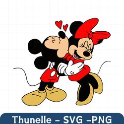 mickey mouse and minnie mouse kiss love digital download svg