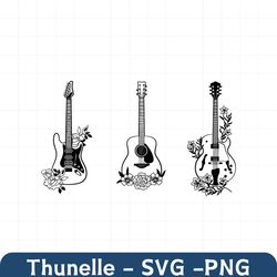 guitar svg, floral guitar svg, acoustic guitar svg, flowers guitar svg, guitar silhouette, guitar clipart, guitar cut fi