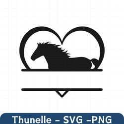 horse heart split name frame svg, horse heart svg, horse monogram svg, horse love svg, cut files, cricut, silhouette, pn