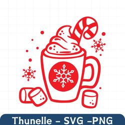 Hot Cocoa Clipart svg Christmas cute chocolate mug with marshmallows print iron on cut file silhouette download svg dxf