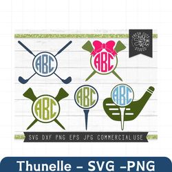 golf monogram svg cut files for cricut, golfing silhouettes, golf club monogram frame svg instant download, golf ball mo