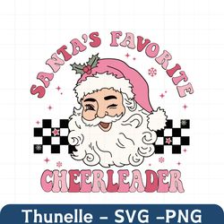 christmas cheerleader png sublimation, santa's favorite cheerleader png, cheerleader pink christmas shirt, cheerleading