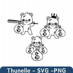 money clipart, money svg, teddy bear king money bag svg, money bag svg, money bag clipart, hustler svg, stack of money