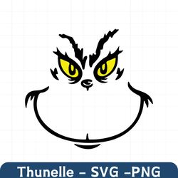 svg grinch grinch face yellow eyes cute christmas instant download