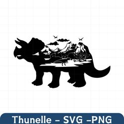triceratops dinosaur scene svg | dinosaurs svg | dino jurassic prehistoric animals | cricut silhouette clipart vector di