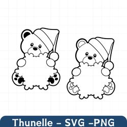 christmas bear svg. png. cricut cut files, silhouette, layered files. snowflake, teddy bear, outline, stencil. dxf, eps.