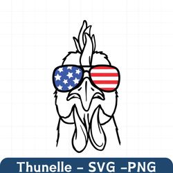 july 4th chicken svg, fourth of july chicken svg file, chicken glasses svg, chicken cut file, funny chicken svg, july 4