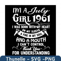 i'm an july girl 1961 svg, birthday svg, 1961 birthday svg, july 1961 svg, 60th birthday svg, july birthday svg, july 19