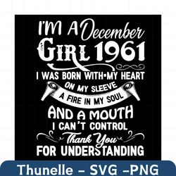 i'm an december girl 1961 svg, birthday svg, 1961 birthday svg, december 1961, 60th birthday svg, december birthday, dec