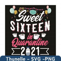 sweet sixteen in quarantine 2021 svg, birthday svg, quarantined birthday svg, 16th birthday svg, quarantine svg, 16 year