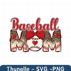 Leopard Baseball Mom Bow Heart SVG