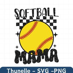Retro Softball Mama baseball Checkered SVG