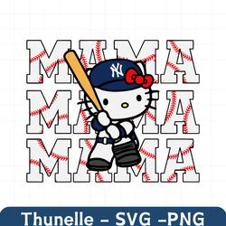 Hello Kitty Mama NY Yankees Baseball SVG