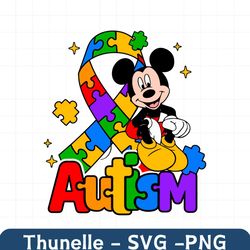 Mickey Autism Awareness Ribbon Puzzle Piece SVG