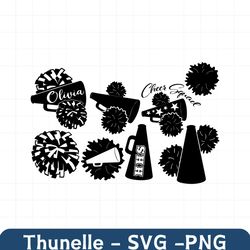 cheer svg bundle - cheerleader svg - megaphone svg - cheer clip art bundle - pom poms