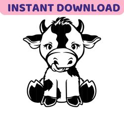 Cute Highland Cow Sitting Svg Png | Highland Cow Svg | Cow Svg | Cute Cow Svg | Baby Cow Svg | Highland Cow Clipart Vect
