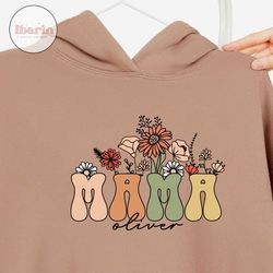 personalized mama floral png file, custom children's names png, personalized mom shirt, mama flower png, custom mama png