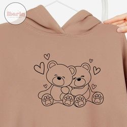 teddy bear svg. bear couple svg. valentine's day svg. circut cut files, silhouette. stencil, outline. clipart, baby bear, hearts png dxf eps